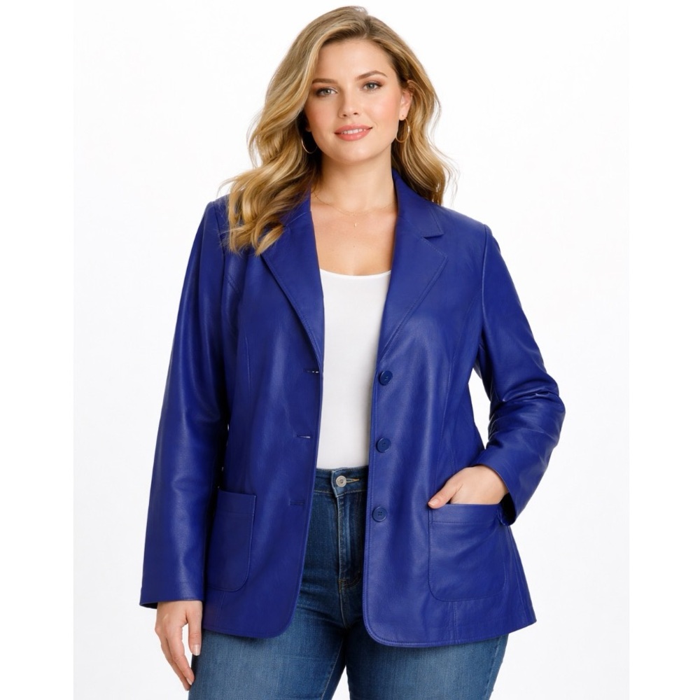 Screen Worn Interview With the Vampire Cobalt Blue Faux Leather Blazer Size 18